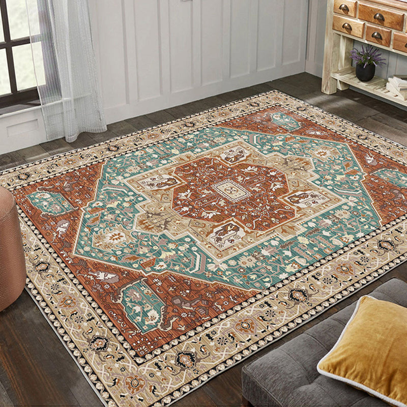 Mid-Century Tribal Pattern Rug Polyester Carpet Non-Slip Backing Area Carpet for Home Decoration