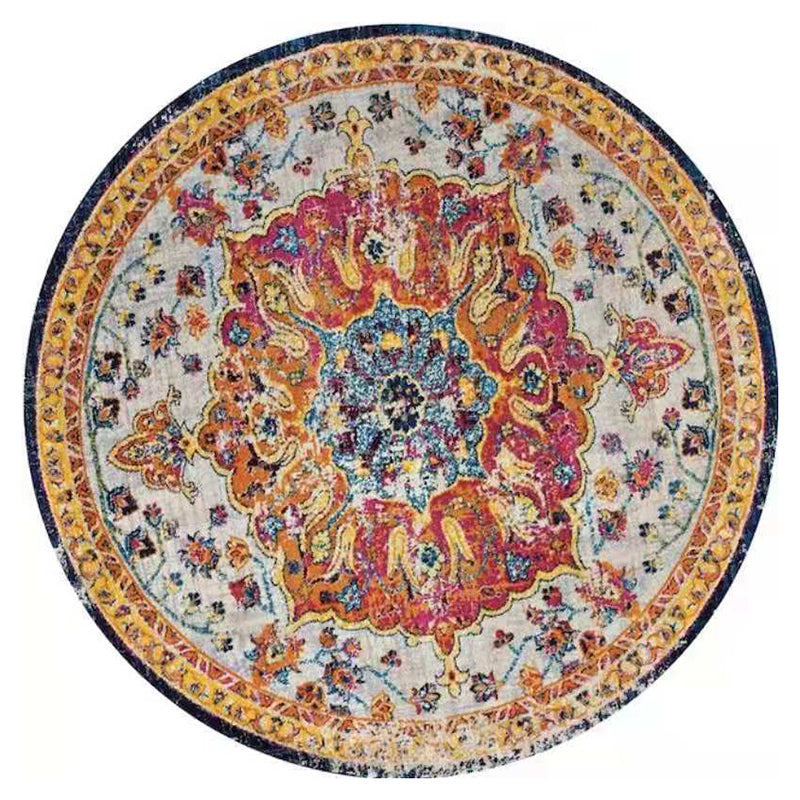 Ronde bloemen bedrukt tapijt polyester Perzisch gebied Tapijt vlekbestendig binnenvleed voor de woonkamer
