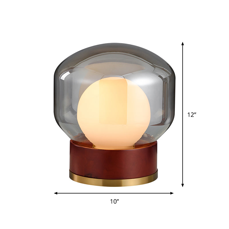 Luce di compito del barattolo modernista fumo grigio vetro 1 lampadina da letto da letto lampadina con base metallica