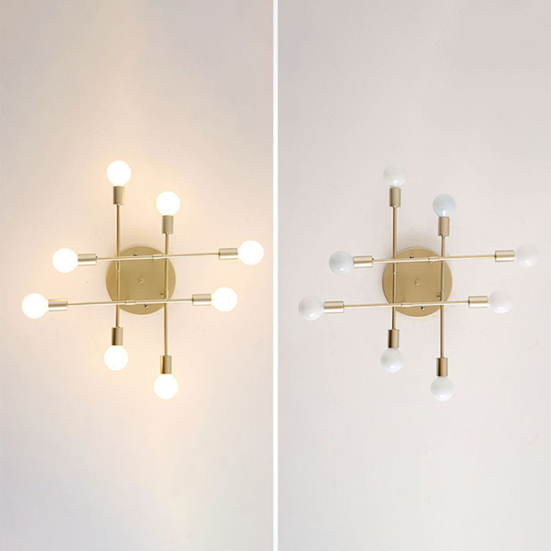 Industrial Creative Radial Ceiling Light Lacquered Iron Semi Flush Mount for Interior Spaces