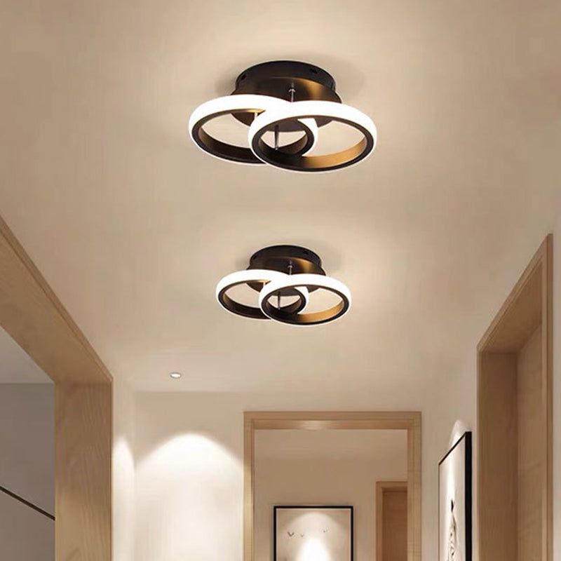 2-Lights Round Shade Flush Mount Modern Style Flush Mount Ceiling Light for Aisle Corridor