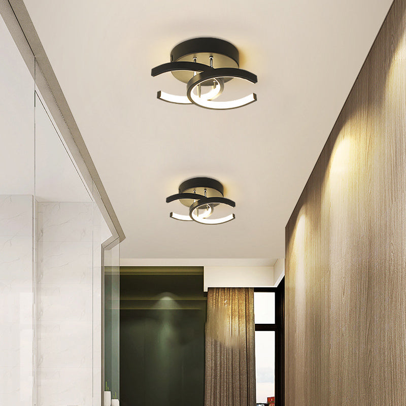 2-Lights Round Shade Flush Mount Modern Style Flush Mount Ceiling Light for Aisle Corridor