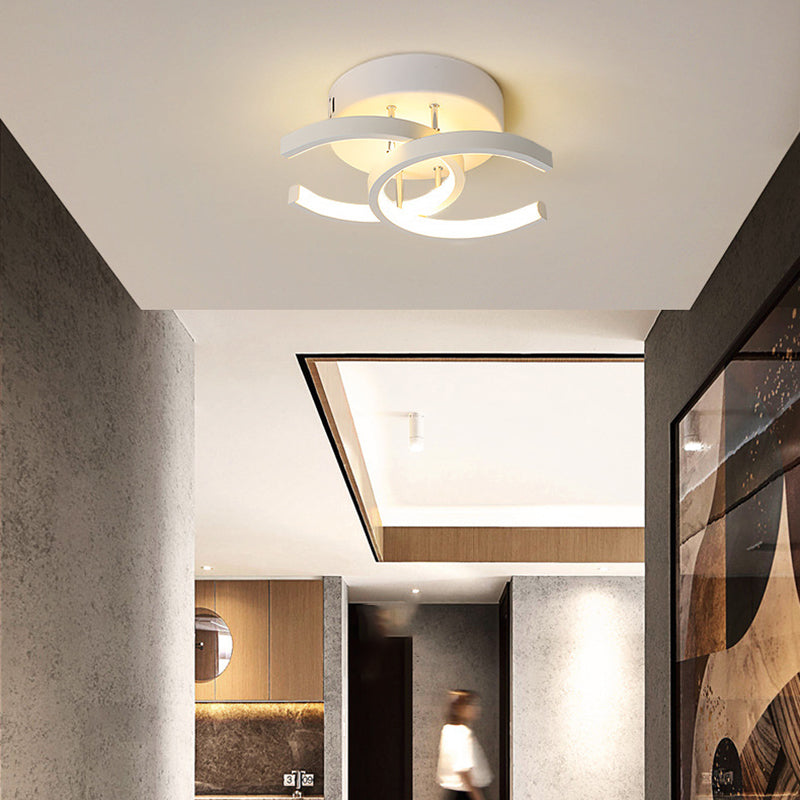 2-Lights Round Shade Flush Mount Modern Style Flush Mount Ceiling Light for Aisle Corridor