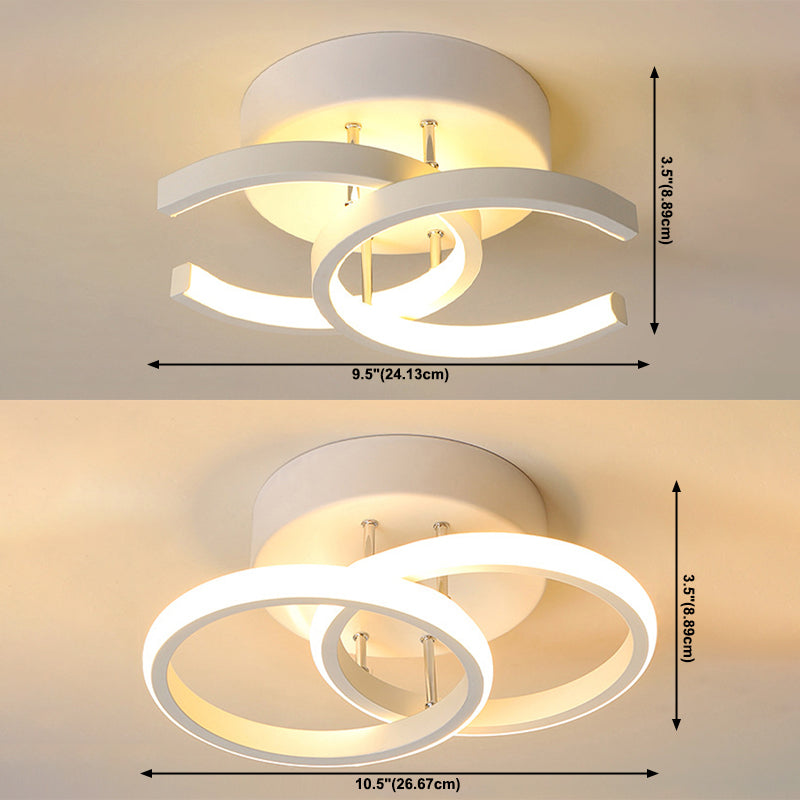 2-Lights Round Shade Flush Mount Modern Style Flush Mount Ceiling Light for Aisle Corridor