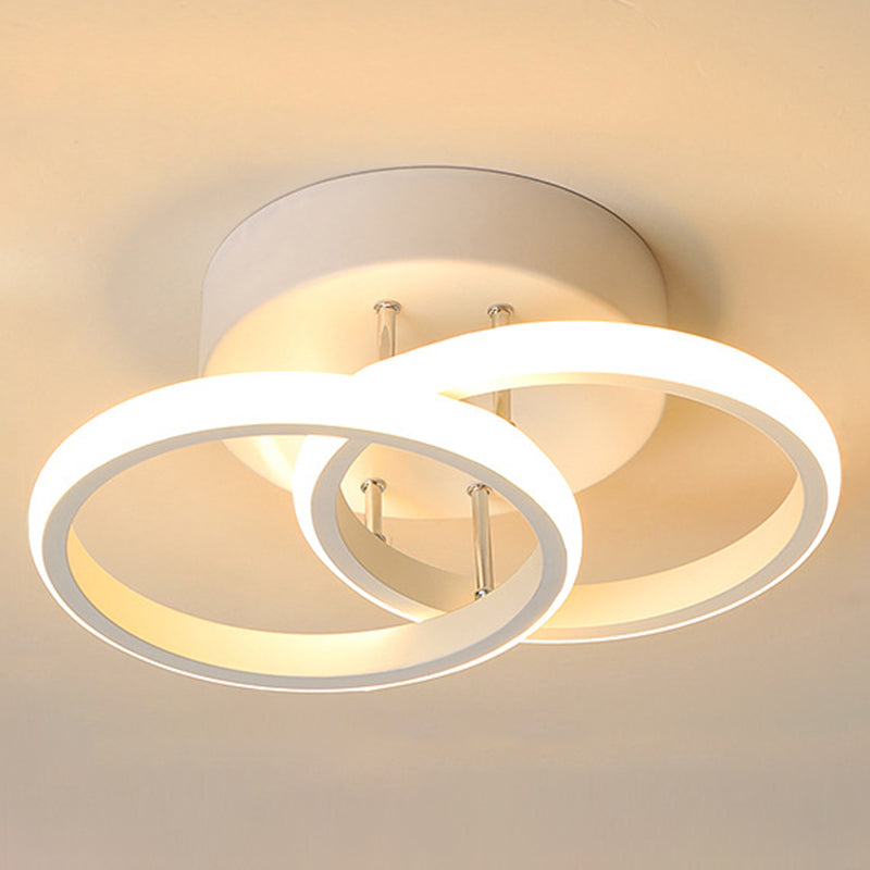 2-Lights Round Shade Flush Mount Modern Style Flush Mount Ceiling Light for Aisle Corridor