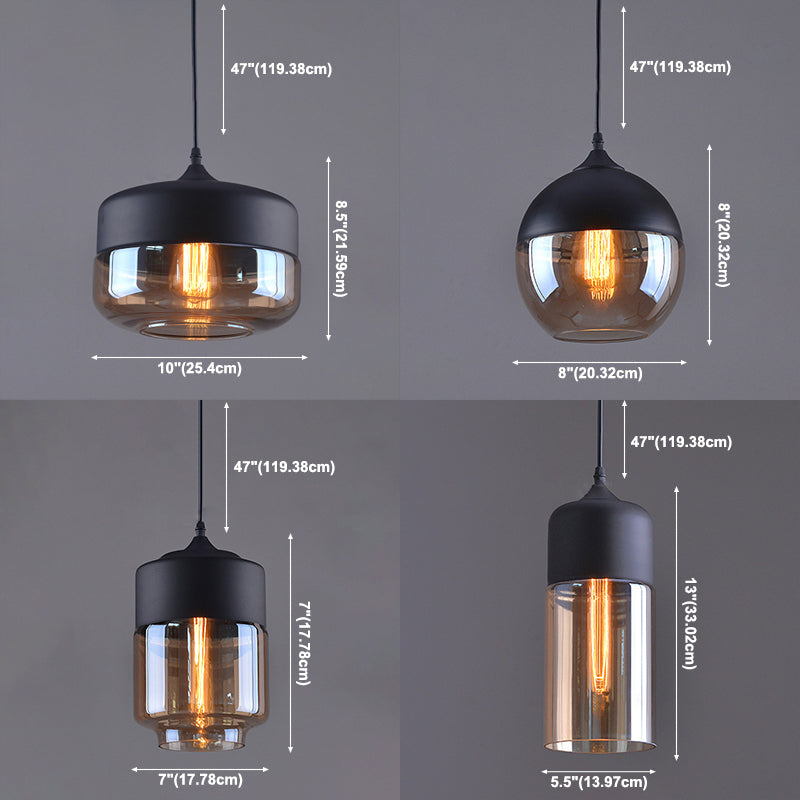 1-Light Clear Glass Pendant Lamp, Contemporary Industrial Hanging Light with Metal Top