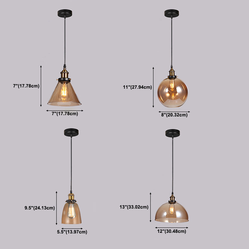 1-Light Clear Glass Pendant Lamp, Contemporary Industrial Hanging Light for Restaurant