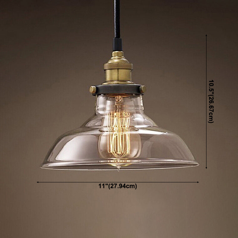 1-Light Clear Glass Pendant Lamp, Contemporary Industrial Hanging Light for Restaurant