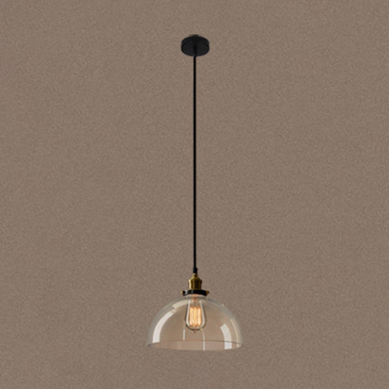 1-Light Clear Glass Pendant Lamp, Contemporary Industrial Hanging Light for Restaurant