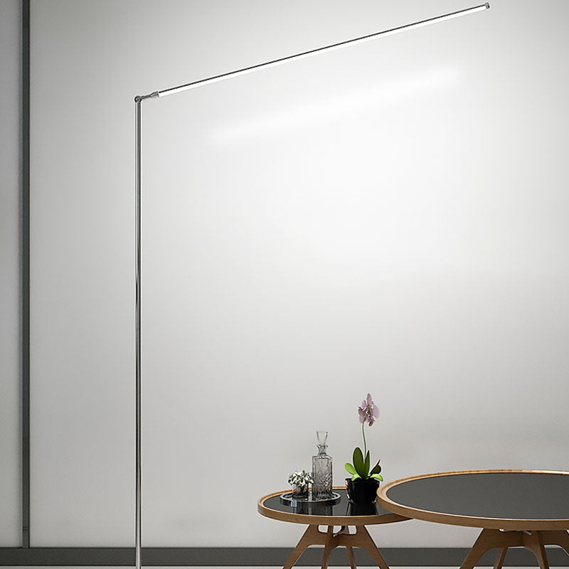 Moderne LED-Stehlampe 1 Licht Silber Metallbodenlicht für Wohnzimmer