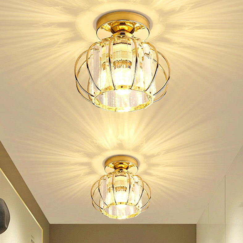 Contemporary Close to Ceiling Lamp Round Ceiling Mounted Light with Crystal Shade