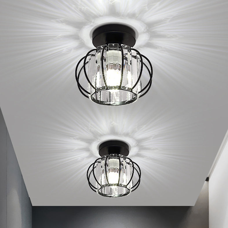 Contemporary Close to Ceiling Lamp Round Ceiling Mounted Light with Crystal Shade