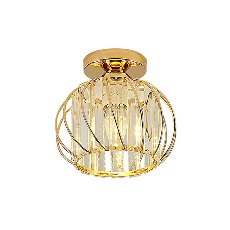 Contemporary Close to Ceiling Lamp Round Ceiling Mounted Light with Crystal Shade