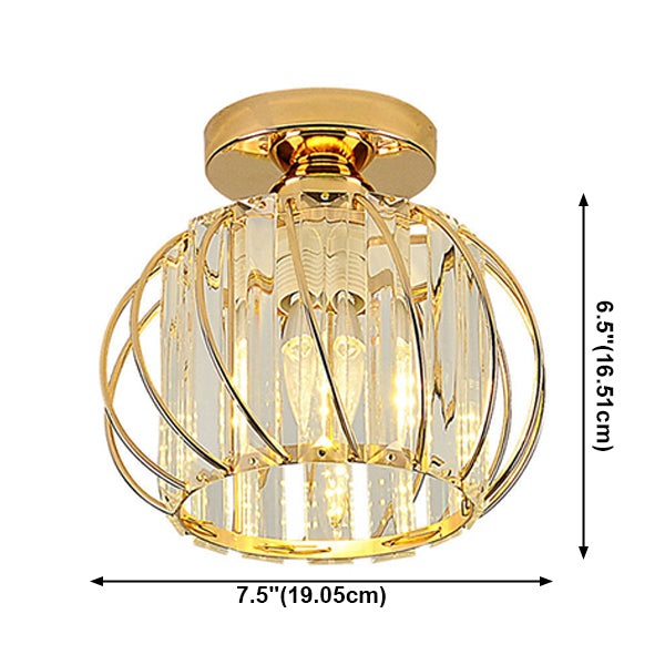 Contemporary Close to Ceiling Lamp Round Ceiling Mounted Light with Crystal Shade