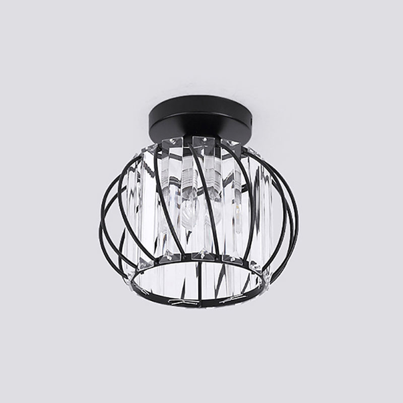 Contemporary Close to Ceiling Lamp Round Ceiling Mounted Light with Crystal Shade