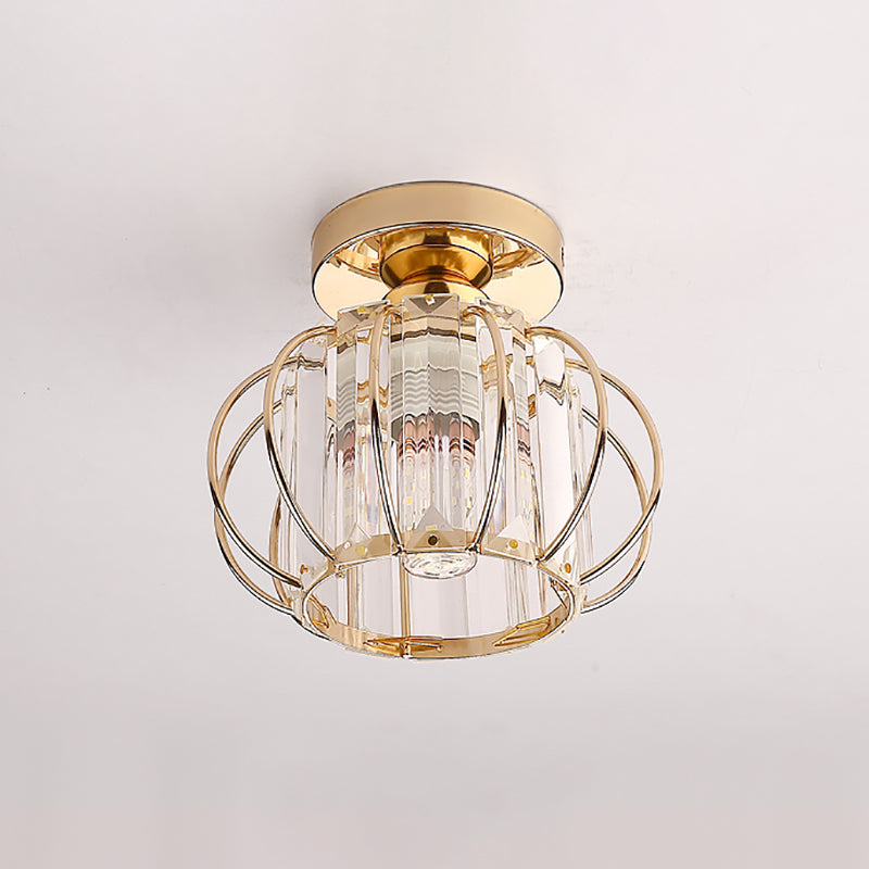 Contemporary Close to Ceiling Lamp Round Ceiling Mounted Light with Crystal Shade