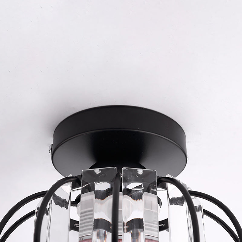 Contemporary Close to Ceiling Lamp Round Ceiling Mounted Light with Crystal Shade