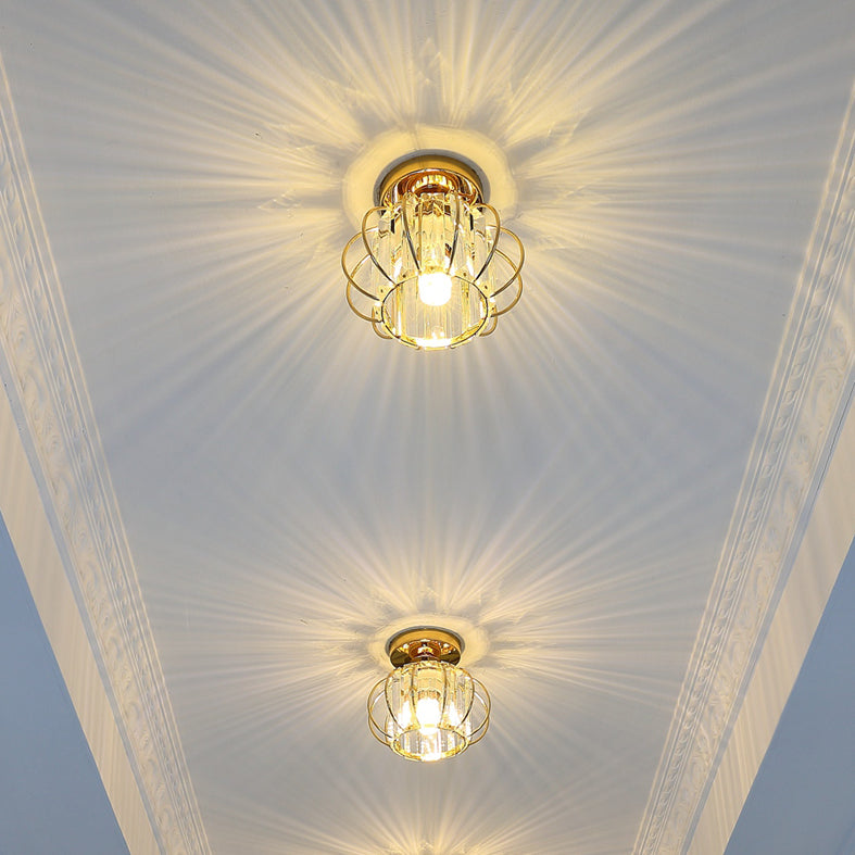 Contemporaneo vicino al soffitto Lampada rotonda a soffitto Montata con un crystal Shade