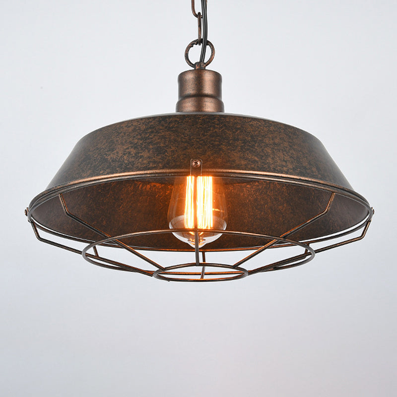 1 Light Caged Hanging Light Retro Industrial Style Metal Pendant for Restaurant