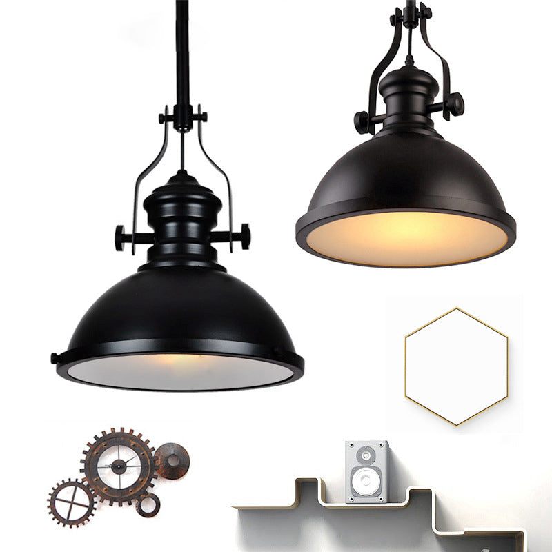 Industrial Style Metal Hanging Light Restaurant 1 Light Dome Ceiling Pendant in Black