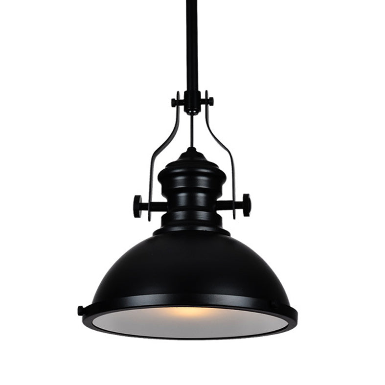 Style industriel Metal Hanging Light Restaurant 1 Pendentif de plafond dôme léger en noir