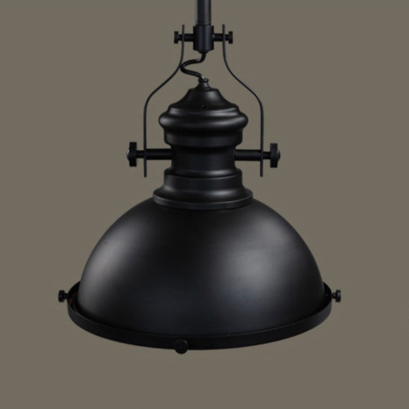 Industrial Style Metal Hanging Light Restaurant 1 Light Dome Ceiling Pendant in Black