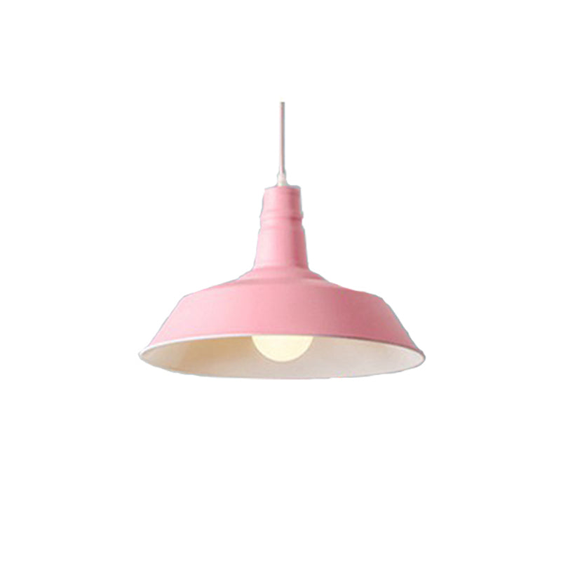 1 Light Barn Ceiling Pendant Macaroon Style Metal Hanging Light for Restaurant