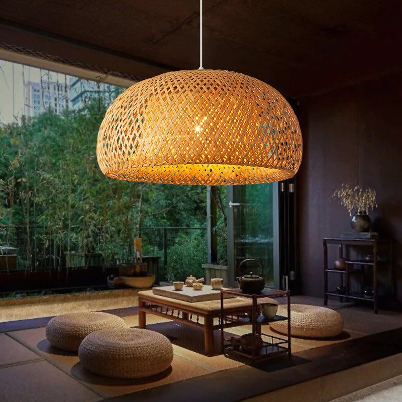 Modern Style Bamboo Pendant Light Fixture 1 Light Living Room Hanging Lamp Fixture