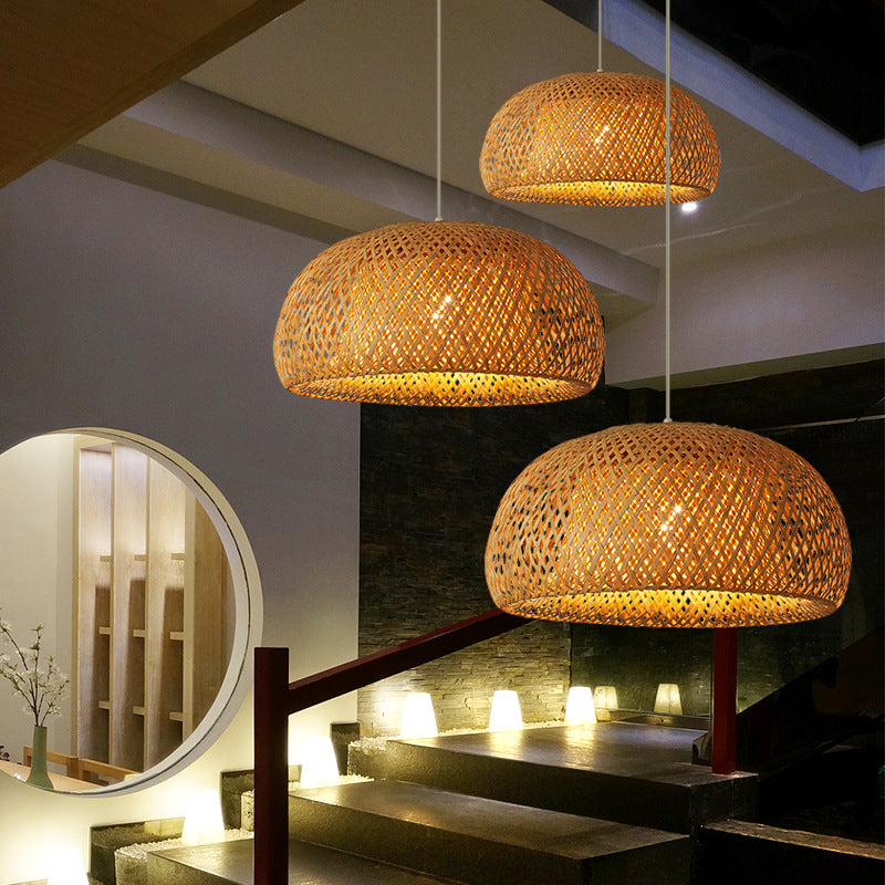 Modern Style Bamboo Pendant Light Fixture 1 Light Living Room Hanging Lamp Fixture