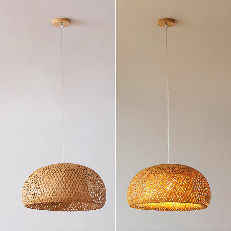 Modern Style Bamboo Pendant Light Fixture 1 Light Living Room Hanging Lamp Fixture