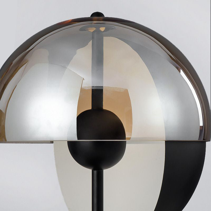 Post-modern Style Glass Table Lamp Black Metal Bedside Nightlight for Bedroom