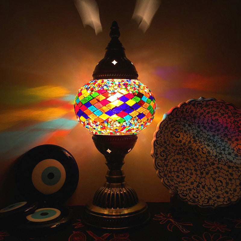 Turkish Mosaic Table Lamp Vintage Style Glass Lamp Shade Desk Lamp Fixture