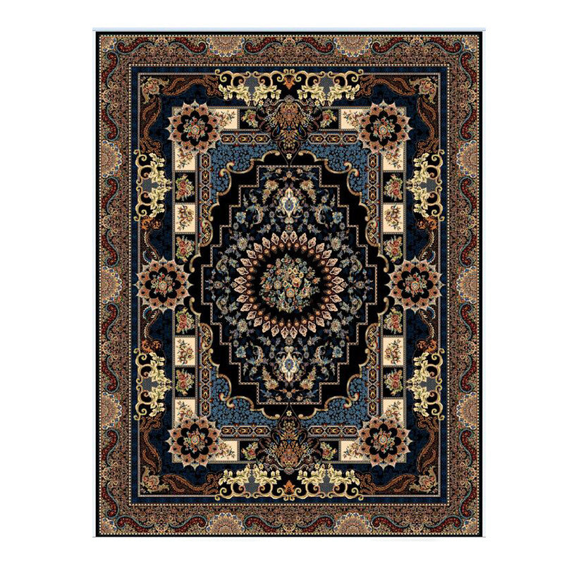 Tappeto vintage nero miscelazione del tappeto per medaglione grafico per soggiorno