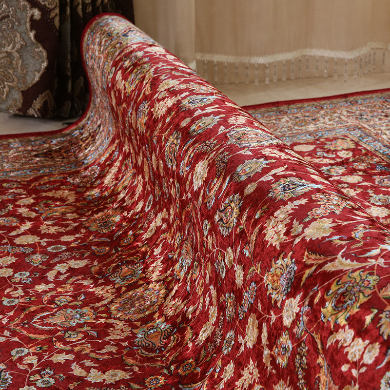 Red Retro Teppich Mischung Graphic Teppich Färbung Resistenter Teppich für Wohnzimmer