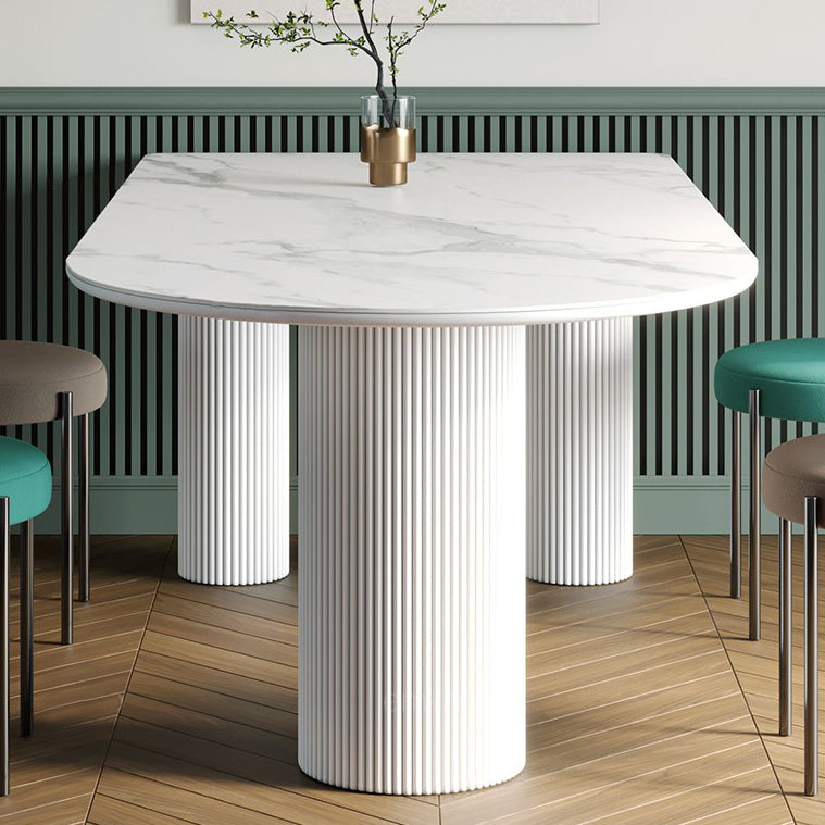 Metal Contemporary Free Form Indoor Table Sintered Stone Top Table for Dining Room