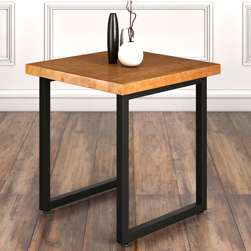 Industrial Square Dining Table Pine Solid Wood Table with Black Double Pedestal