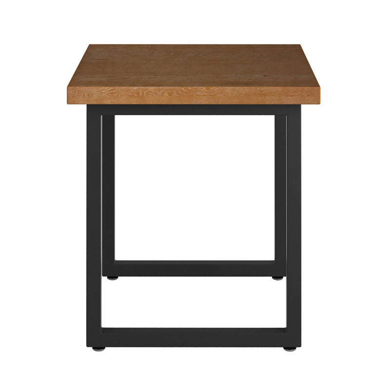 Industrial Square Dining Table Pine Solid Wood Table with Black Double Pedestal