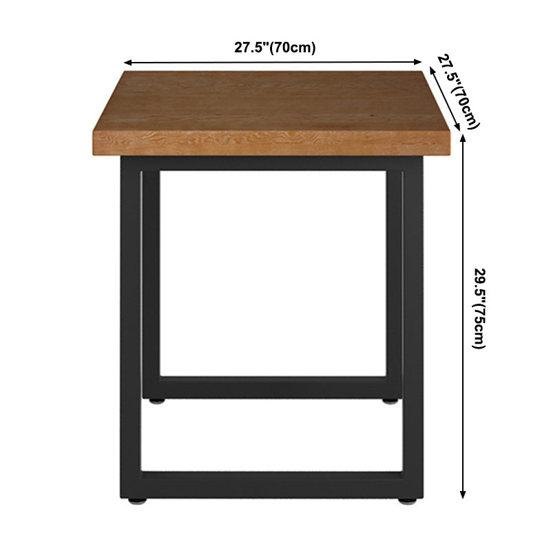 Industrial Square Dining Table Pine Solid Wood Table with Black Double Pedestal