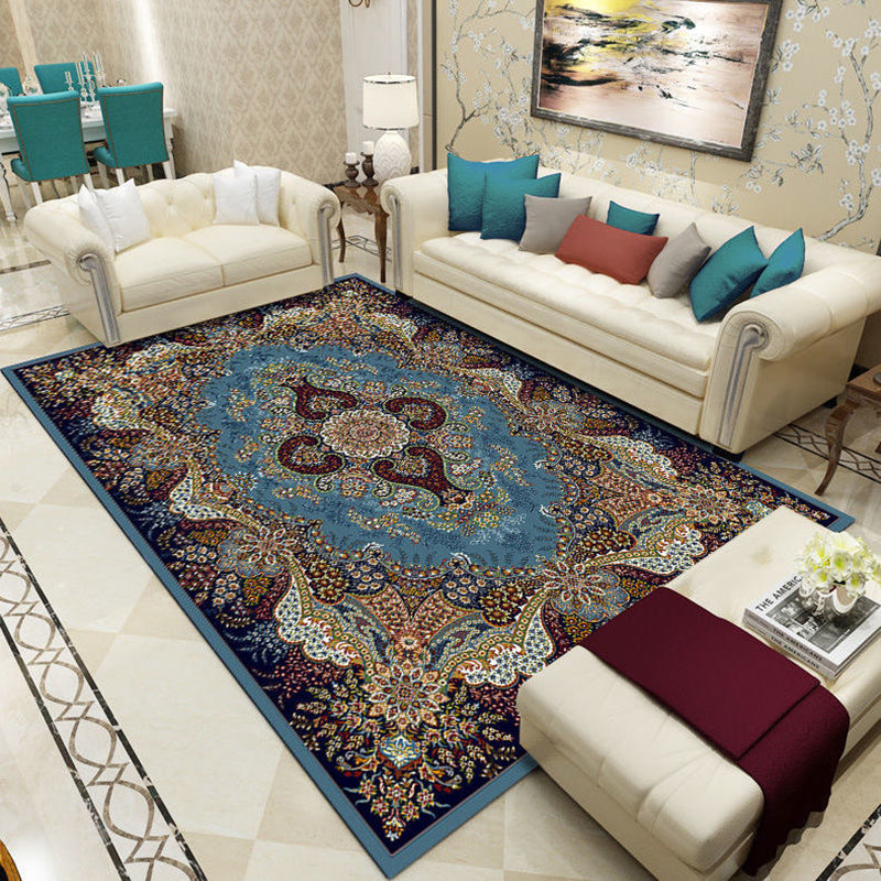 Olden Medallion Print Rug Polyester Indoor Carpet Stain Resistant Area Rug for Home Decoration