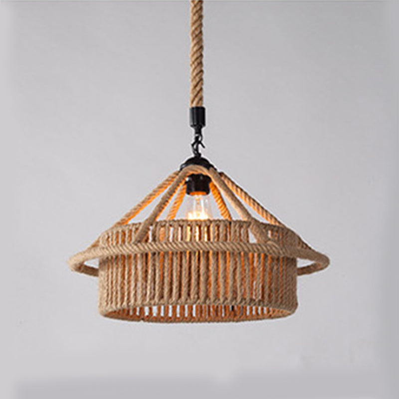 Vintage Hemp Rope Pendant Light LED American Country Style Hemp Rope Pendant Light