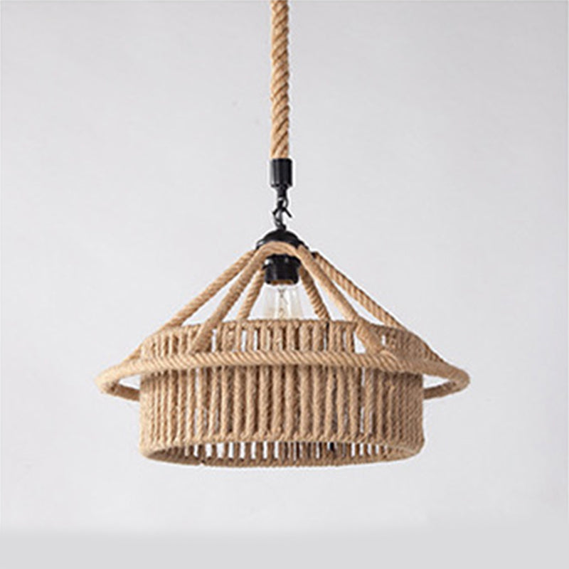 Vintage Hemp Rope Pendant Light LED American Country Style Hemp Rope Pendant Light