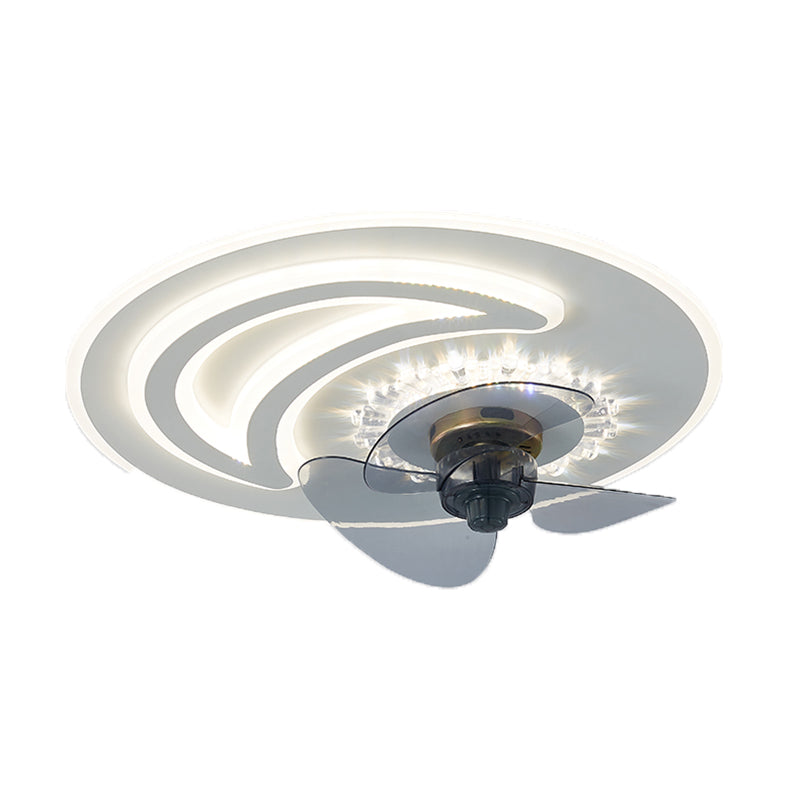 Éclairage de ventilateur de plafond ultrathin Modernisme Acrylique à chambre LED Semi Flush Lightture en blanc