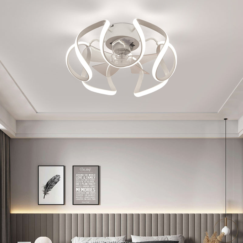 Éclairage de ventilateur de plafond ultrathin Modernisme Acrylique à chambre LED Semi Flush Lightture en blanc