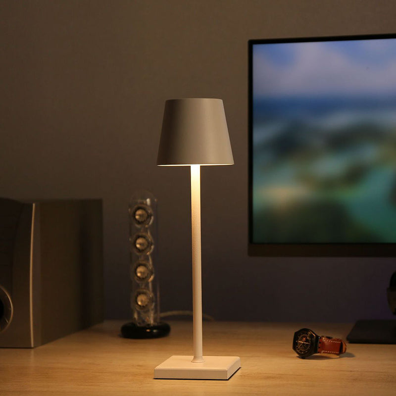 Metal Table Lamp with Touch Control, Cylinder Shade Table Light for Desk