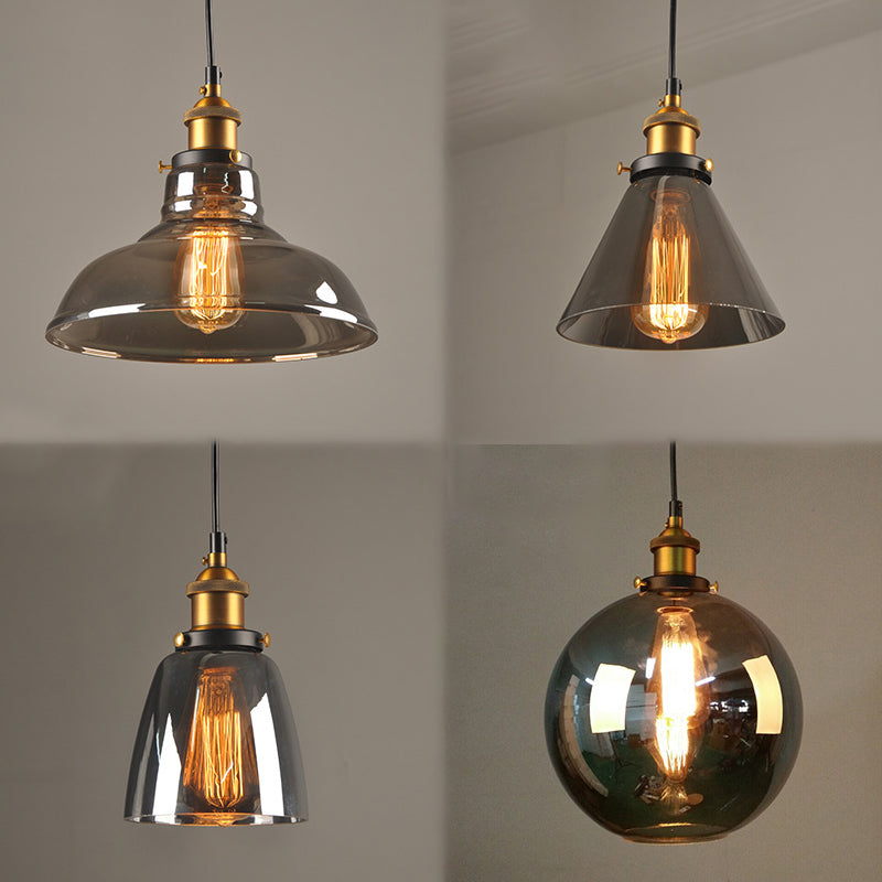 Classic Industrial Style Pendant Light Glass 1 Light Pendant Light Kit