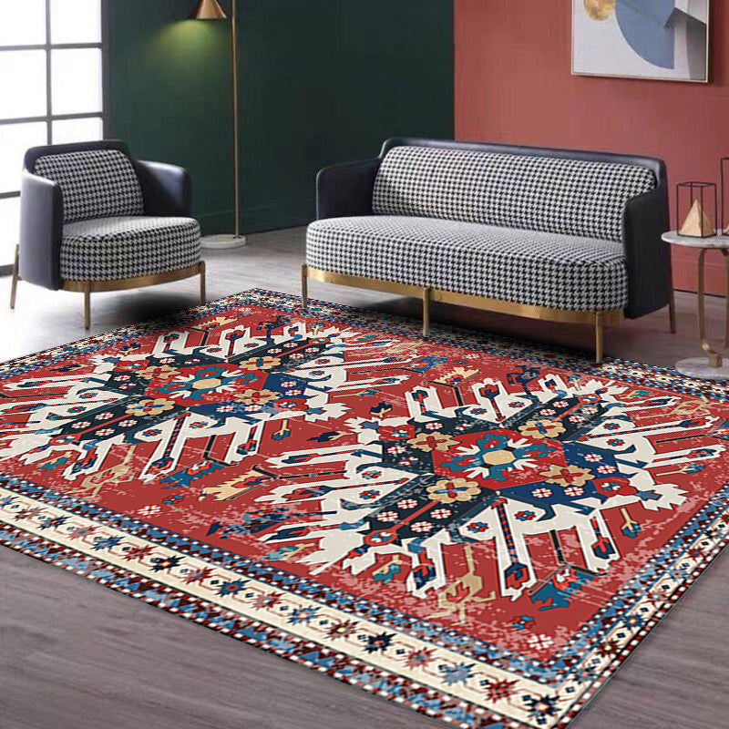 Multicolor Boho-Chic Area Carpet Polyester Tribal Pattern Washable Area Rug Carpet for Living Room