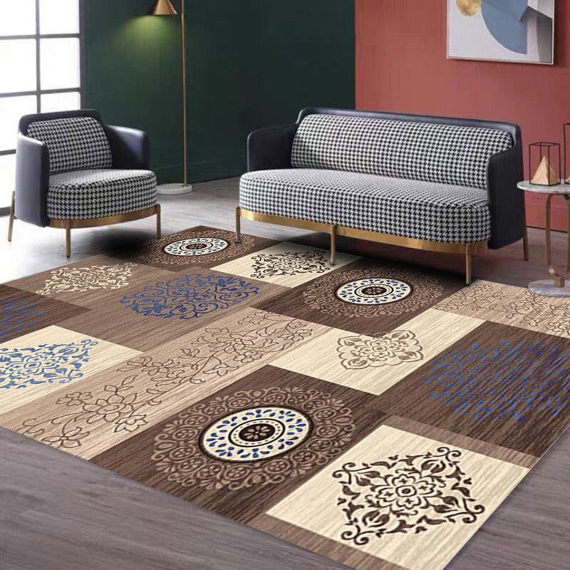 Multicolor Boho-Chic Area Carpet Polyester Tribal Pattern Washable Area Rug Carpet for Living Room