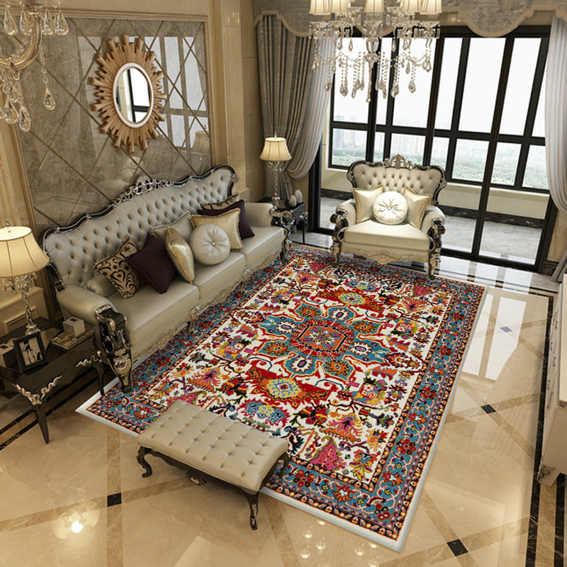 Traditioneel tapijt Medaillon Afdrukken Polyester binnen Taprijk Rug Stain Resistant Area Rug voor thuisdecoratie