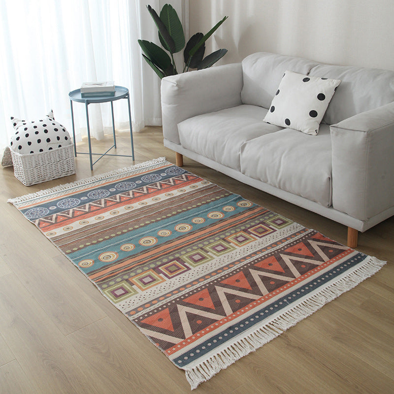 Bohemian Americana Stampa con stampa tappeto per il leisure Cotton Blend Fringe Detail Area Tappeto per arredamento per la casa