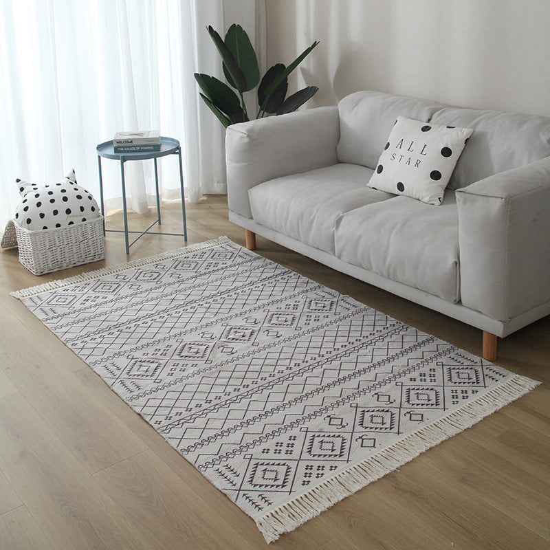 Bohemian Americana Stampa con stampa tappeto per il leisure Cotton Blend Fringe Detail Area Tappeto per arredamento per la casa